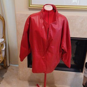 Red Leather Jacket Size M
